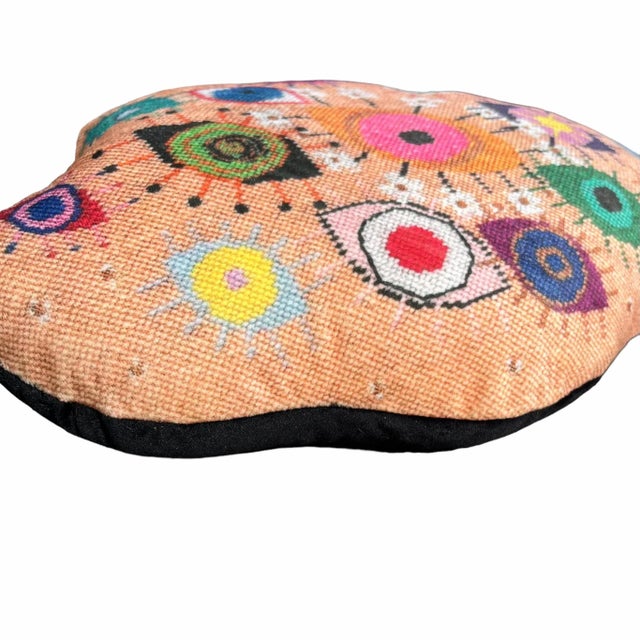 Velvet "IdolEyes" Amoeba-Shaped Pillow, Custom Original For Sale - Image 6 of 8
