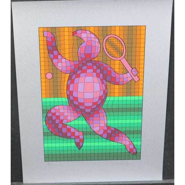 "Tennis" by Victor Vasarely Colors are much more vibrant than the photographs provided. Hand Signed and Numbered by the...