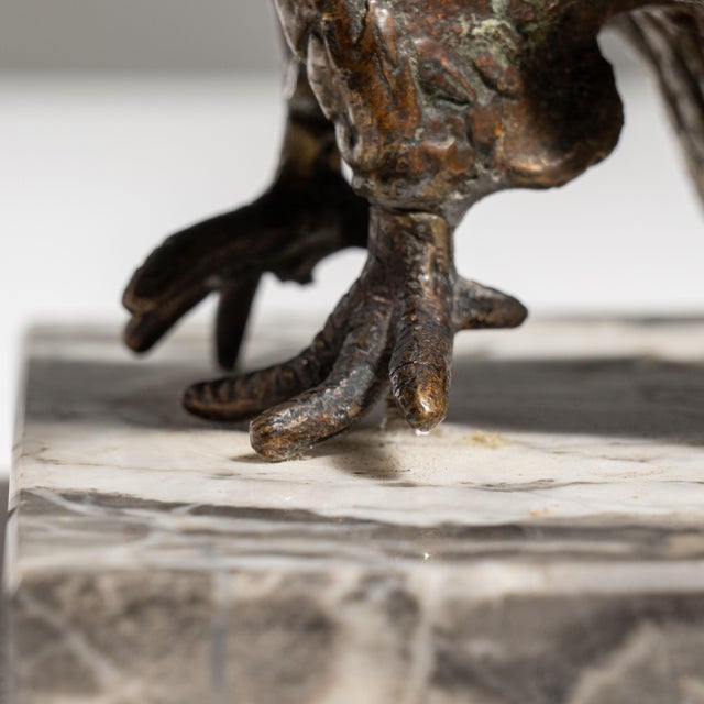 1900s French Bronze Eagle Sculpture on Marble Base For Sale - Image 13 of 15