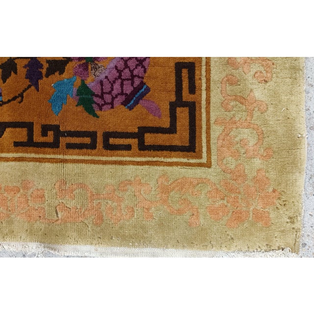 1920s Orange Medallion Antique Chinese Art Deco Rug 9' X 11'8"wool Handknotted Carpet For Sale In New York - Image 6 of 6