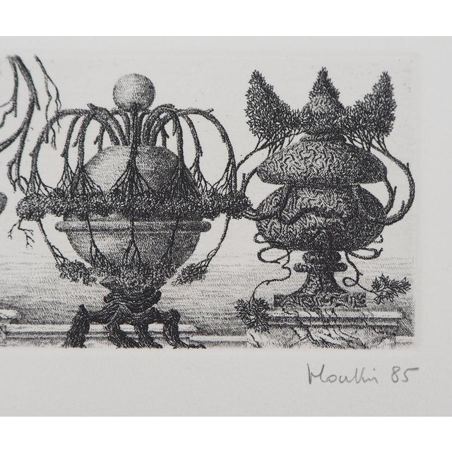 François Houtin, Balustrade of Vases, 1985, Original Etching For Sale - Image 3 of 7