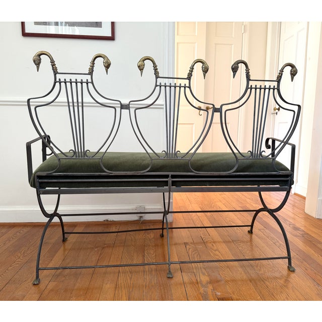 Maison Jansen Maison Jansen Swan Head Lyre Back Settee For Sale - Image 4 of 11