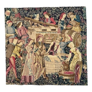 French Vendanges Tapestry Screenprinted by Hand, 1970s For Sale
