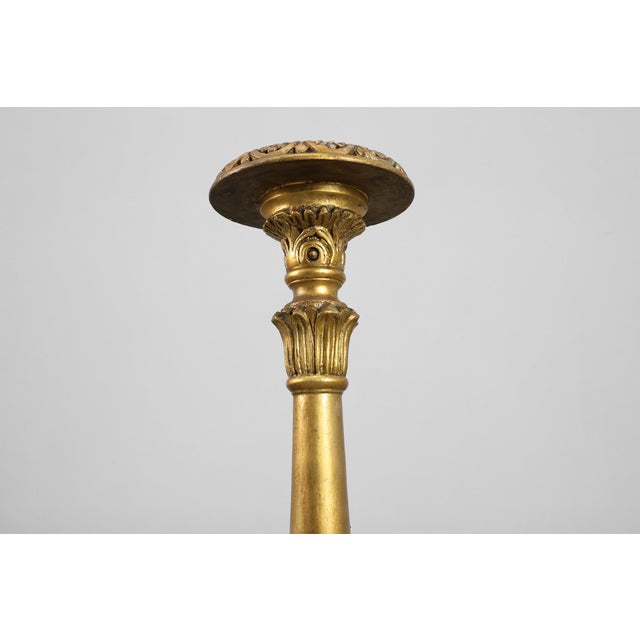 Gold 19th Century Giltwood Pedestals with Plaster Decoration, France, Set of 2 For Sale - Image 8 of 16