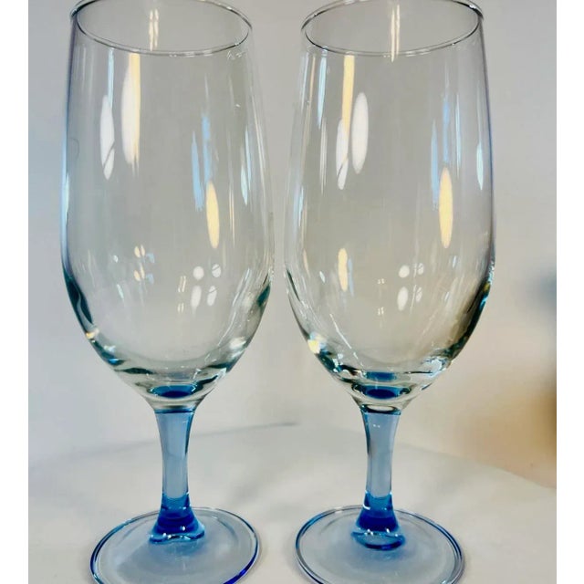 Late 20th Century Blue Stemmed Cristal d'Arques Azur Glasses - Set of 4 - New in Box For Sale - Image 5 of 6
