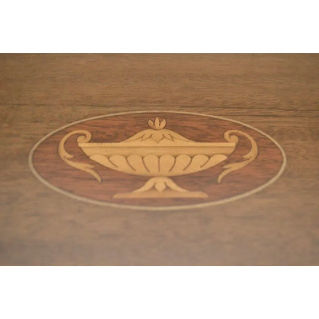 Mahogany Oval Serving Tray With Glass Surface For Sale - Image 4 of 4