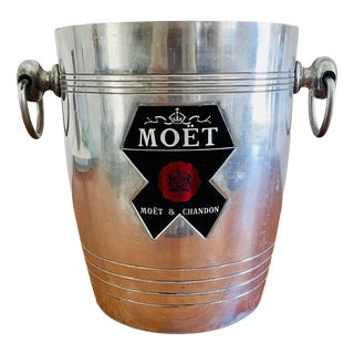 Vintage Silvered Metal Moet & Chandon Champagne Bucket by Argit, 1950s For Sale