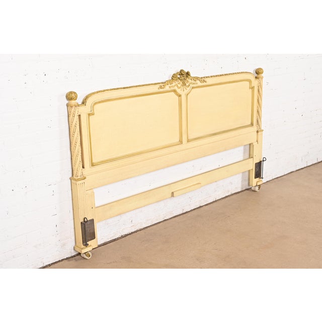 Henredon Henredon French Regency Louis XVI Cream Lacquered King Size Headboard, Circa 1960s For Sale - Image 4 of 10