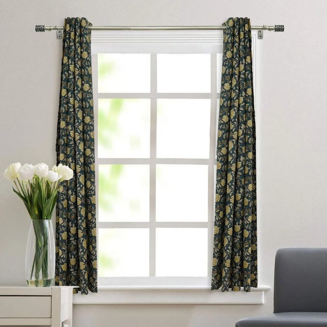 Enhance your interiors with the elegant Rameshwaram Hand Block Print Curtain from Fabdivine. Crafted from pure linen, this...