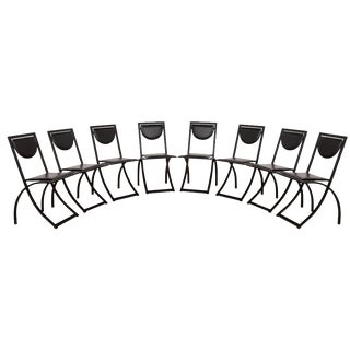 Sinus Chairs in Black Leather from KFF, Set of 8 For Sale