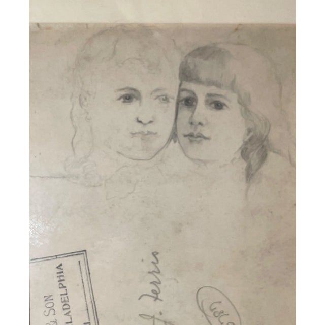 Antique Jean Leon Gerome Ferris 1863-1930 Pen Ink Drawing Sketch Indian Children For Sale - Image 13 of 15