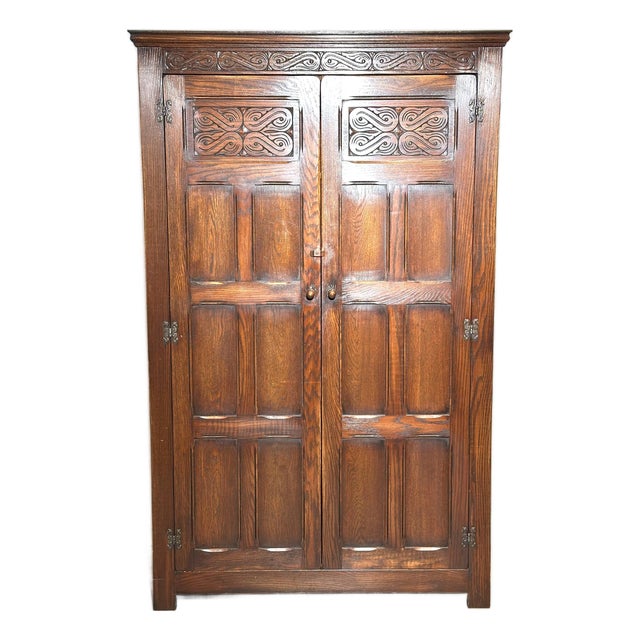 Antique Oak Wardrobe Cabinet For Sale