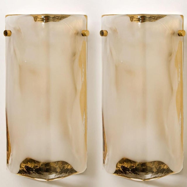 Brass and Clear Opal Glass Wall Light attributed to J. T. Kalmar, 1960s For Sale - Image 10 of 15