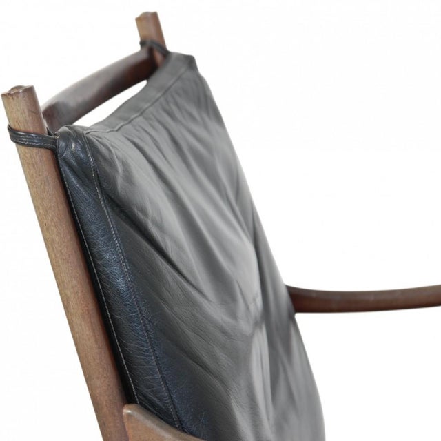 Colonial Chair in Mahogany and Black Leather by Ole Wanscher, 1980s For Sale - Image 10 of 18