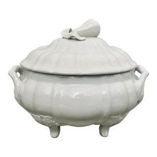 Late 20th Century Styled After Bordallo Pinheiro Portuguese Blanc De Chine Centerpiece Soup Tureen For Sale