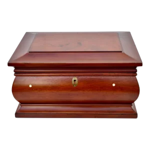 Vintage Bombe' Shaped Cherry Jewelry Box W/Mother of Pearl Inlay