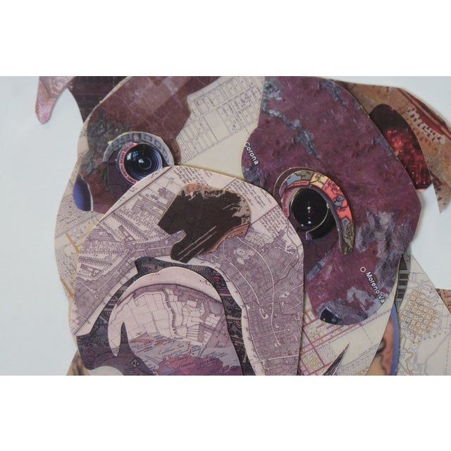 Late 20th Century English Bulldog 3d Cut Paper Topographical Map Ephemera Collage Wall Art 25", Framed For Sale - Image 9 of 12