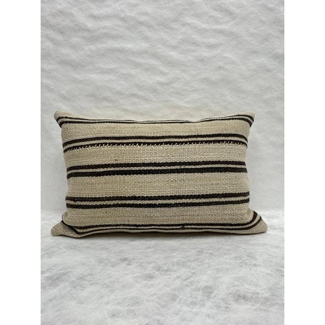 Turkish Hemp Pillow Cushion Natural Beige Black Pillow Cushion Cover 16" x 24" #30188 Enhance your home decor with our...