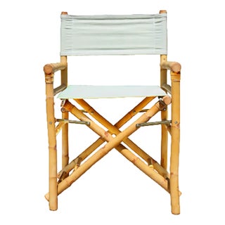 Bamboo & Canvas Folding Deck / Director's Chair For Sale