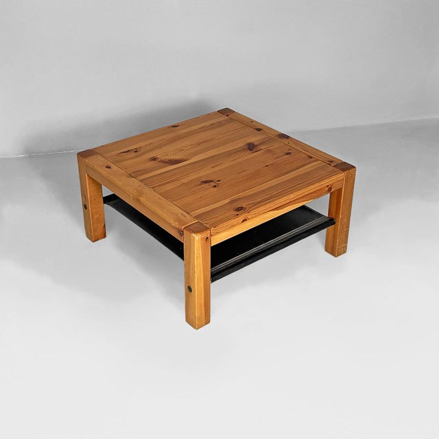 Italian Modern Leather and Wooden Coffee Table attributed to Silvano Passi, 1970s For Sale - Image 14 of 14