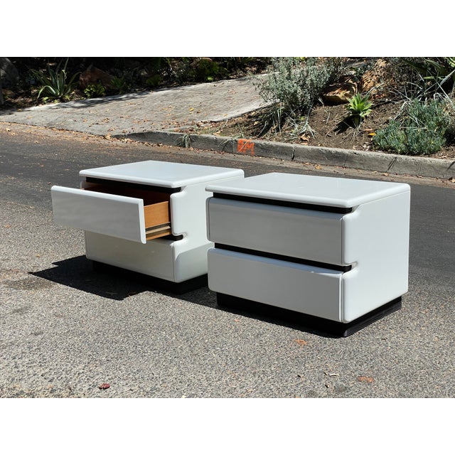 White 1980s Post Modern White Lacquered Rougier Nightstands - a Pair For Sale - Image 8 of 12