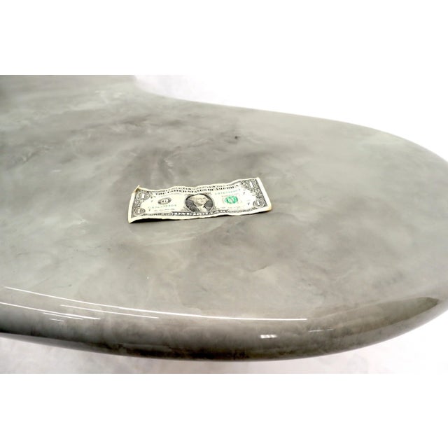 Mid-Century Modern Organic Kidney Shape Faux Marble Finish Coffee Table For Sale - Image 3 of 12