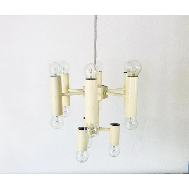 1960s Sciolari 9-Arm White Chandelier For Sale - Image 10 of 13