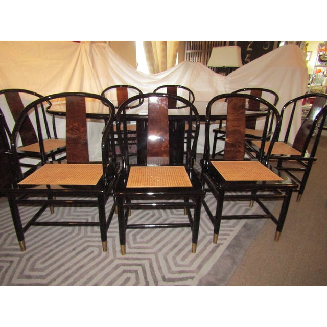 Henredon Black Lacquer Dining Set - 9 Pieces | Chairish