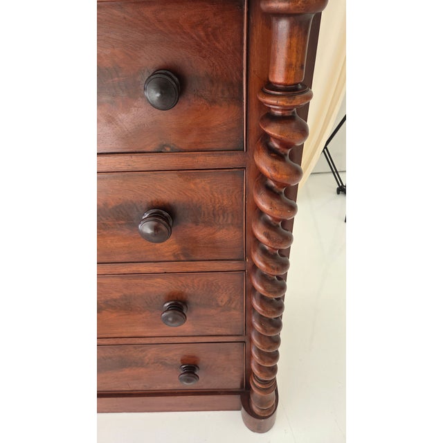 Antique Victorian Mahogany Chest of Drawers (Scotch Chest) Likely From 1850-1870s With Barley Twist Columns For Sale - Image 12 of 18