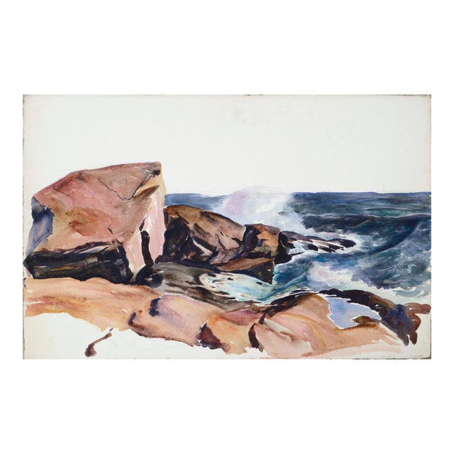 1950s "Incoming Tide" Seascape Watercolor Painting by Joseph Yeager For Sale