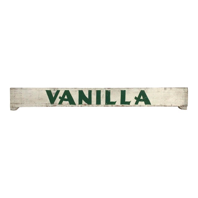 Vintage Wood Two Sided Vanilla Sign For Sale