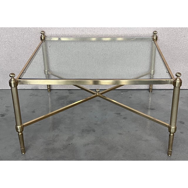 1960s Mid-Century Double Tray Bronze & Glass Coffee Table in Maison Jansen Style For Sale - Image 5 of 12