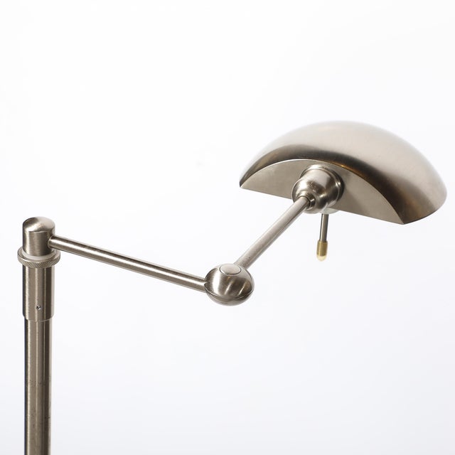 Mid-Century Modernist Adjustable Reading Lamp in Brushed Nickel For Sale - Image 12 of 12