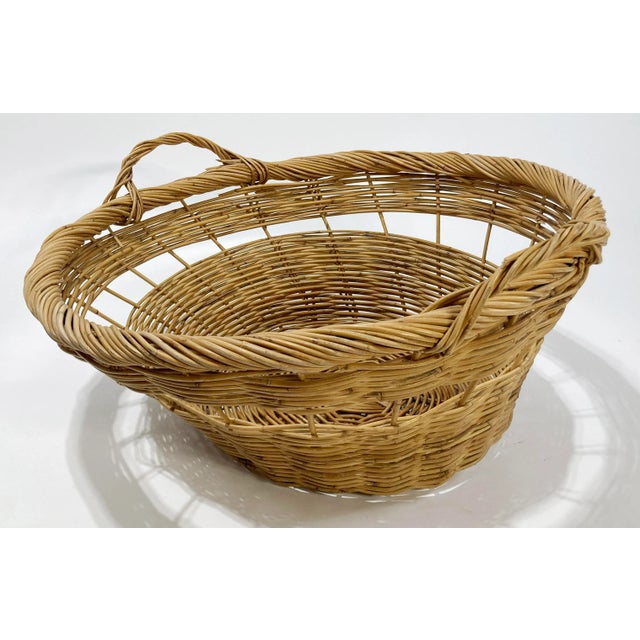 Vintage Large Loose Weave Gathering Basket For Sale - Image 4 of 8