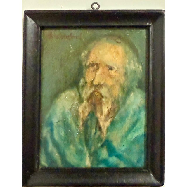 Mid 20th Century Alois Priechenfried, Austrian Jewish Art the Rabbi Judaica Miniature Oil Painting Alois Priechenfried For Sale - Image 5 of 7
