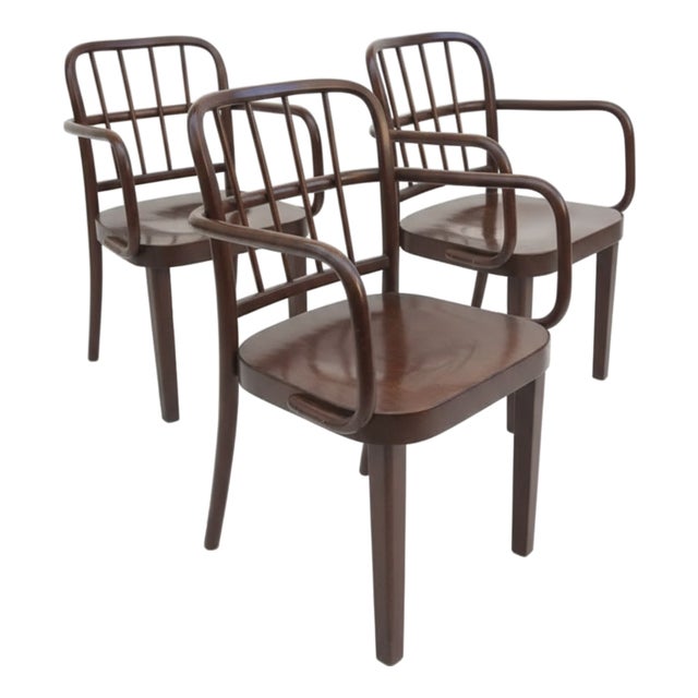 Bentwood Armchairs attributed to Josef Hoffmann for Thonet, Czechoslovakia, 1940s, Set of 3 For Sale