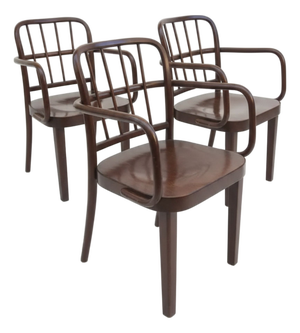 Bentwood Armchairs attributed to Josef Hoffmann for Thonet, Czechoslovakia, 1940s, Set of 3