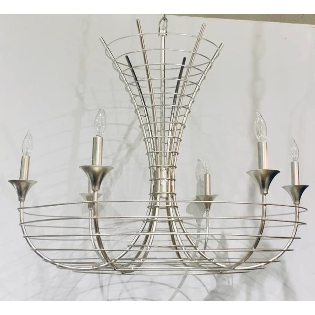 Metal Currey & Co. Transitional Champagne Silver Finished Prototype Chandelier For Sale - Image 7 of 7
