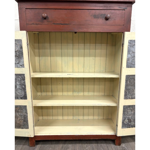 Antique Rustic Early American Punched Tin Pie Safe Jelly Cupboard Pantry For Sale - Image 9 of 13
