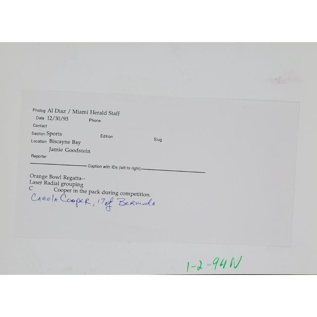 1993 black and white photograph of the Orange Bowl Regatta in Biscayne Bay. Publication information on the back. Combined...