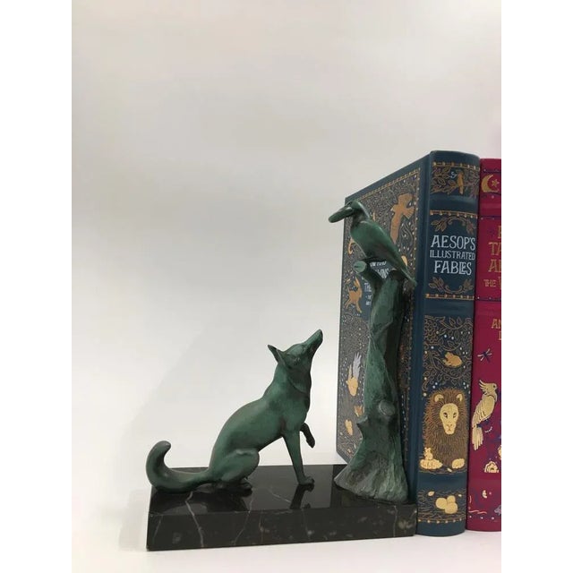 Marvelous French Antique Art Deco Bookends by Max Le Verrier, 1930s. The pair of bookends represent 2 famous fables by La...