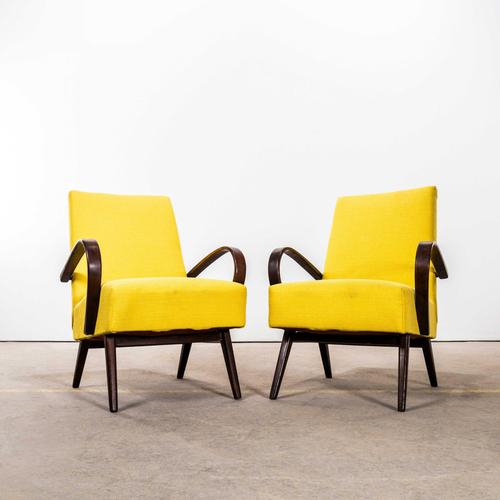 Vintage Lounge Chair in Mustard by Jaroslav Smidek, 1950s For Sale - Image 3 of 9