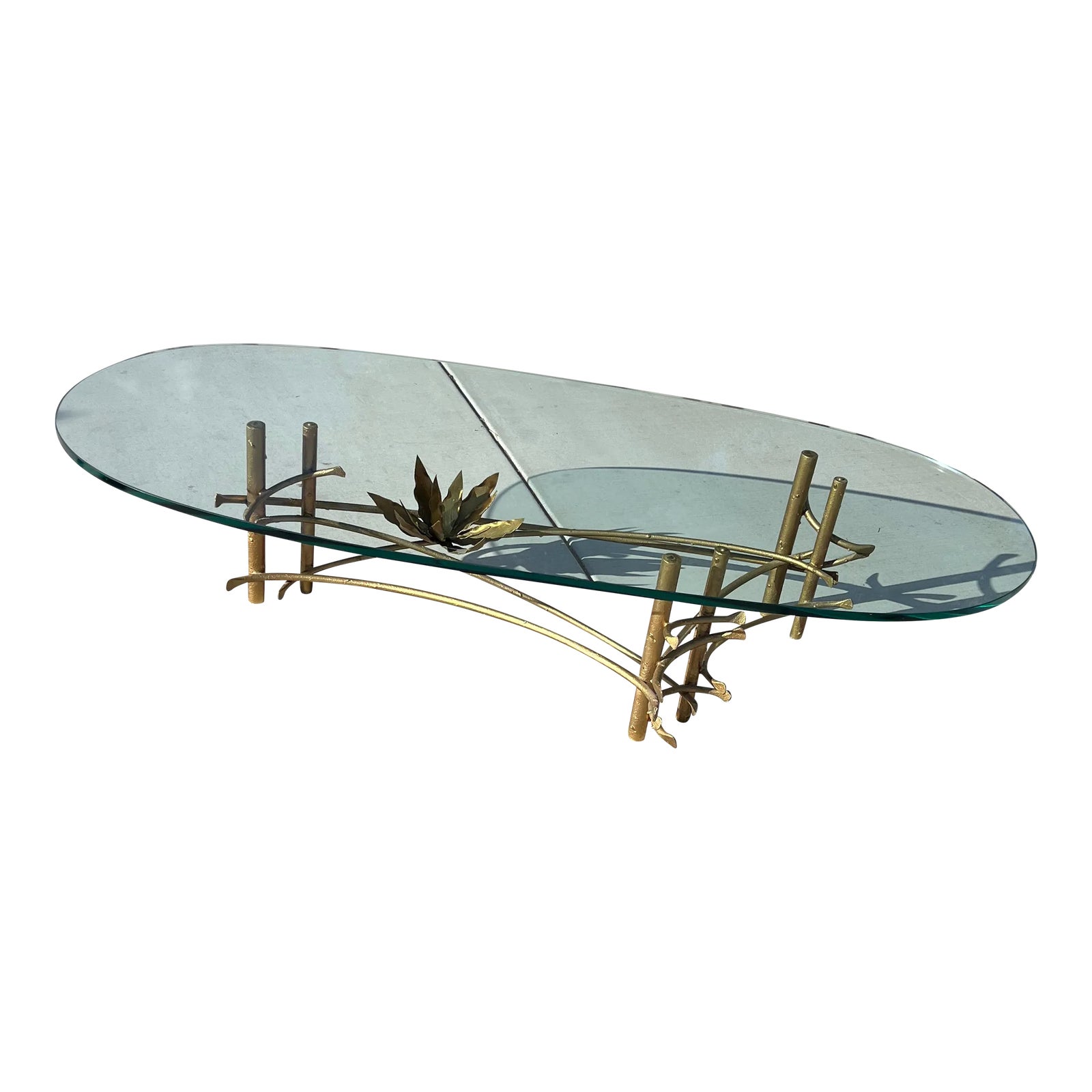 1970s Vintage Brutalist Lotus Gold Wrought Iron Surfboard Oval