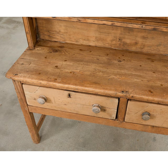 Tan 19th Century Country English Farmhouse Pine Kitchen Dresser For Sale - Image 8 of 18