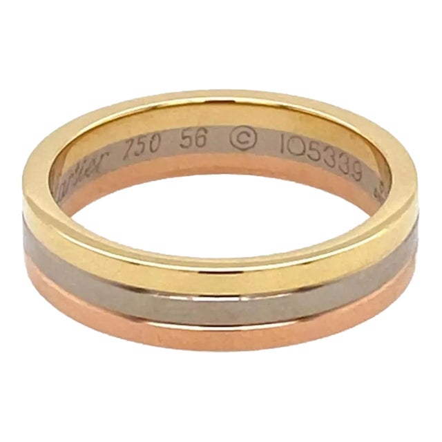 Cartier Vendome Louis Cartier 18k Tri-Color Gold 4.8mm Band Ring - Size 7.5 For Sale