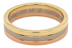 Cartier Vendome Louis Cartier 18k Tri-Color Gold 4.8mm Band Ring - Size 7.5