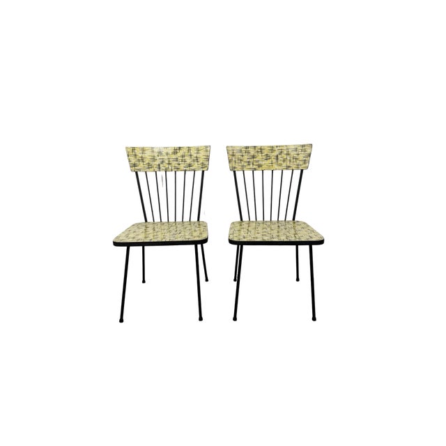 1960s Mid-Century Child’s Dinette Set With Yellow Crosshatch Laminate For Sale - Image 12 of 18