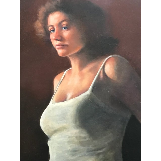 Realism 2006 Realist Oil on Canvas Portrait Painting by Al Zerries, Framed For Sale - Image 3 of 9