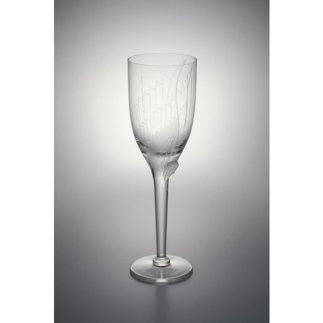 Lalique France Crystal Ange Angel Wing Fluted Champagne Glass Set of 4 For Sale In Portland, OR - Image 6 of 14