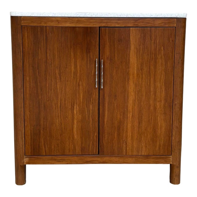 Modern Mahogany Vessel Sink Vanity For Sale
